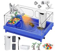 Turtle Tank Kit with Light & Filter, 10 Gallon Aquarium, Easy to Install & Clean, Basking, Feeding & Swimming Areas for Small Turtles