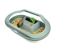 Turtle Tank - Reptile Aquarium Tank,Bottom Drainage Basking Stage Clear Lid Area Habitat Breeding Box for Hermit Gecko Hermit Crab Small Reptiles