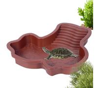 Turtle Tank - Reptile Food & Water Bowl, Feeding Bowl - Bath Container with Sun Place for Amphibians, Frogs, Bearded Dragons and Geckos as Food and Drinking Bowl