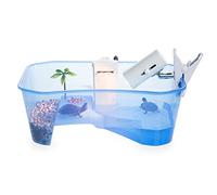 Turtle Tank Reptile Starter Kit Terrarium Includes Accessories with UV Basking Light Lamp + Water Filter + Rocks + Palm Tree - Aquarium for Terrapin Turtles, Hermit Crab Habitat Crab Crayfish