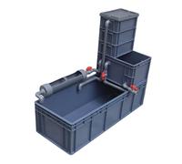 Turtle Tank with Basking Platform Large Aquarium Terrapin Habitat with Filter gray. 80 * 60 * 34CM