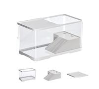 Turtle Terrarium Tank with Drainage & Basking Area - Panoramic View Habitat for Turtles, Terrapins with Secure Lid(MediumA)