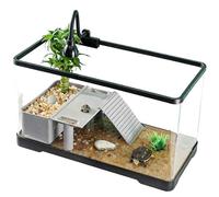 Turtle Terrarium, Turtle Aquarium Complete Set, Acrylic Turtle Tank With Sun Platform, Ramp For Office, Living Room, 40 X 22 X 23 Cm