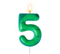 Turtle Themed Birthday Candles, Green Birthday Number Candle Paraffin Turtle Number Birthday Candle for Kids Boys Girls Happy Birthday Party Cake Topper Decoration Supplies(Number 5)
