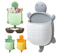 Turtle Toothbrush Holder, Wall Mounted Turtle Shower Caddy Hanging Organizer, Self Adhesive Toothbrush Storage Box, Non Punching Floating Rack with Hanging Hook for Kitchen Bathroom (White 1pcs)