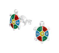 Turtle Tortoise Earrings with Colourful Sparkly Crystal Stones - 925 Sterling Silver