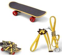 Turtle Toys 2 Funny Fast Skateboard & 1 Adjustable Leash Set Outdoor Walking Control Rope Finger Skateboard for Small Pets Turtle Dragon Bearded Lizard (Small,Yellow)