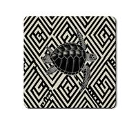 Turtle Washer Dryer Top Protector Mat, Black Geometric Pattern Laundry Machine Cover, Modern Rubber Anti-slip Waterproof Washer And Dryer Mats for Laundry Room 24x24 Inch