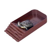 Turtle Water Bowl - Feeding for Reptiles, Amphibious Square Pool | Multifunctional Food Tub, Durable Habitat Accessory, Ramp Design for Lizards