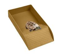 Turtle Water Bowl - Grey Rock Structure, Reptile Eel Bowl with Ramp, Feeding Bowl with Enclosure, Stepping Stone for Natural Habitat | Robust, Non-Slip, Flat Climbing Pool for Bearded People