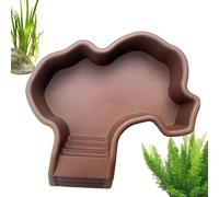 Turtle Water Bowl, Reptile Feeding Bowl & Water Bowl with Ramp, Sun Place Non-Slip Decoration Pool, Aquarium Decoration for Bearded Dragons, Lizards, Geckos, Hermit Crabs