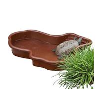 Turtle Water Bowl - River-Like Reptile Feeding Dish | Tortoise Bath Dish with Bottom Drainage | Reptile Waters Tray for Food, Water, Snake, Dragon, Turtle, Gecko