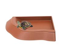Turtle Water Bowl - Water Bowl for Turtles, Decorative Dispute Feeding Accessories, Feeder Tray, Aquarium Decoration, Animal Feeding Stand, Unique Water Bowl for Snakes with Ramp