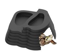Turtle Water Dish with Ramp Non-Slip Decorative Aquarium Decoration - Amphibian Habitat Bath Pool, Lizard, Reptile, Frog, Gecko and Snake