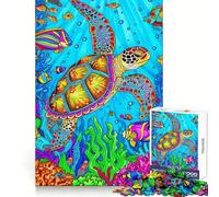 Turtle Watercolor Animal 1000-piece Puzzle for Adults Smart Exercise Soft Distraction Accurate Edges (38x52cm)