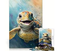 Turtle Watercolor Sketch Adult Jigsaw Puzzles1000 Pieces Smart Exercise Peaceful Recreation Accurate Edges Chic Xmas Gift (50x75cm)