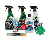 Turtle Wax Essential Car Care Kit Car Wash, Spray Wax, Glass & Interior Cleaner, Tyre Shine, Odour Eliminator, Microfibre Cloths and Wash Glove for Complete Interior & Exterior Detailing