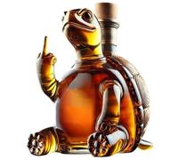 Turtle Wine Decanter Showing Middle Finger 350ml, Whiskey Decanter Transparent Glass Whisky Flask with Stopper for 5.1x5.1x7.1
