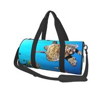 Turtle with Colorful Fishes Under Sea Print Round Duffel Bag, Canvas Overnight Travel Tote Bag, Waterproof and Tear-Resistant.Foldable Weekend Travel Bag