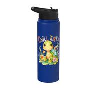 Turtle with Flowers Cute Turtles Shielded boy chill Turtle Stainless Steel Insulated Water Bottle