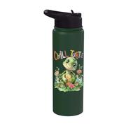 Turtle with Flowers Cute Turtles Shielded boy chill Turtle Stainless Steel Insulated Water Bottle