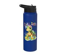 Turtle with Flowers Cute Turtles Shielded boy chill Turtle Stainless Steel Insulated Water Bottle