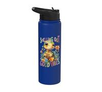 Turtle with Flowers Cute Turtles Shielded boy Good Vibes Stainless Steel Insulated Water Bottle
