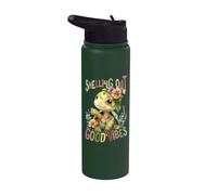 Turtle with Flowers Cute Turtles Shielded boy Good Vibes Stainless Steel Insulated Water Bottle