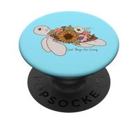 Turtle with Flowers Good Things Are Coming PopSockets Adhesive PopGrip