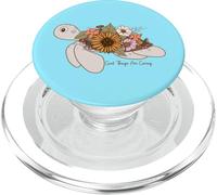 Turtle with Flowers Good Things Are Coming PopSockets PopGrip for MagSafe
