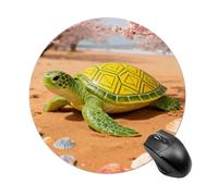 Turtle with Shell Pattern Mouse Pad Round Laptop Mouse Mat Cute Computer Mousepad Keyboard Pad Non-Slip Desk Pads for Gaming Office Work Home