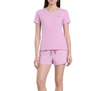 TURTLE Women’s Shorts Pyjama Set Pink Stripe - 100% Cotton Jersey Top & Stripe Shorts Summer Nightwear Loungewear (M)