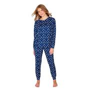 TURTLE Women's Pyjama Set -Navy Star Twosie Ladies Pyjamas Full Sleeve - Polyester Nightwear for Women - Comfortable Ladies Nightwear Set(S = UK 8-10)