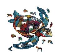Turtle Wood - Detailed Animal Jigsaw, Unique Theme | Bright Irregular Shape Wooden for Adults, Turtle Challenge Game for Relaxing Family Time and Creative Display Us