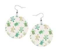 Turtle write Print Leather Earrings for Women â€“ Lightweight Dangle, Colorful Hoop Jewelry, Perfect for Girls Accessories