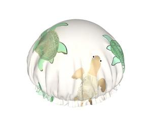 Turtle write Print Shower Cap for Women & Men â€“ Reusable Double-Layer Bath Hair Cap with Elastic Strap L