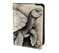 Turtle Write Print Stylish Men Women 5.5 Inch Passport Travel Document Wallet For Secure Storag, Black, One Size