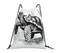 Turtle Write Print Women Men Drawstring Backpack Waterproof Gym Sack Lightweight Pe Bag For Gym Football Beach