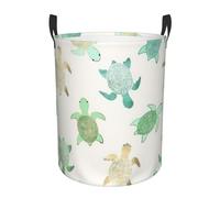 Turtle Write Printing Personalized Circular Dirty Clothes Hamper â€“ Standable Design, Works In Bathroom & Closet
