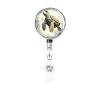 Turtle Write Retractable Badge Reel Holder with Clip and Keychain Name Badge Reel Funny Cute Badge Clips Id Card Badge Holder for Office Worker Doctor Nurse