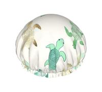 Turtle Write Shower Caps Women Reusable Large Shower Cap Men Quickdry Care Hair Long Short Kids Bath