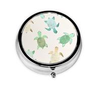 Turtle Write This Small, Round Pill Box is a Portable Travel Medicine Organizer with Three compartments for Storing Daily medications.