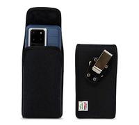 Turtleback case Designed for Galaxy S24 S23 S22 S21 S20 Ultra Compatible W/OB Defender or Bulky Cases, Black Nylon Vertical Pouch with Rotating Belt Clip,