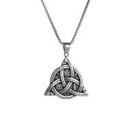 TURTLEDOVE Celtic Trinity Knot Necklace, Crescent Moon of Odin Horn Pendant, Stainless Steel Triple Goddess Jewelry