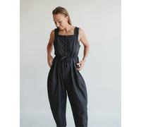 Turtledove London Alice black Denim Smocking Strap Jumpsuit - Black - Size 2