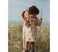 Turtledove London Beige Celestial Print Ruffle Neck Dress - Stone - 7-8 Years