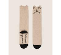 Turtledove London Beige Leopard Applique Knee High Socks - Beige - 0-6 Months