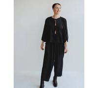 Turtledove London Blake Black Tie Front Top Black