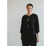 Turtledove London Blake black Tie Front Top - Black - S (Size 1)