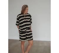 Turtledove London Elsie Black Wavy Stripe Print Oversized T-Shirt Black 12